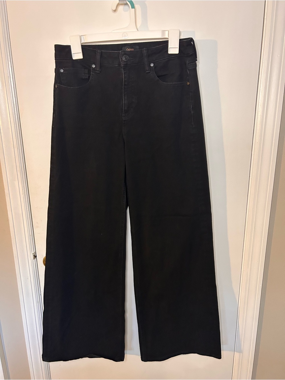 QUINCE BELLA STRETCH WIDE LEG JEANS IN BLACK SIZE 30